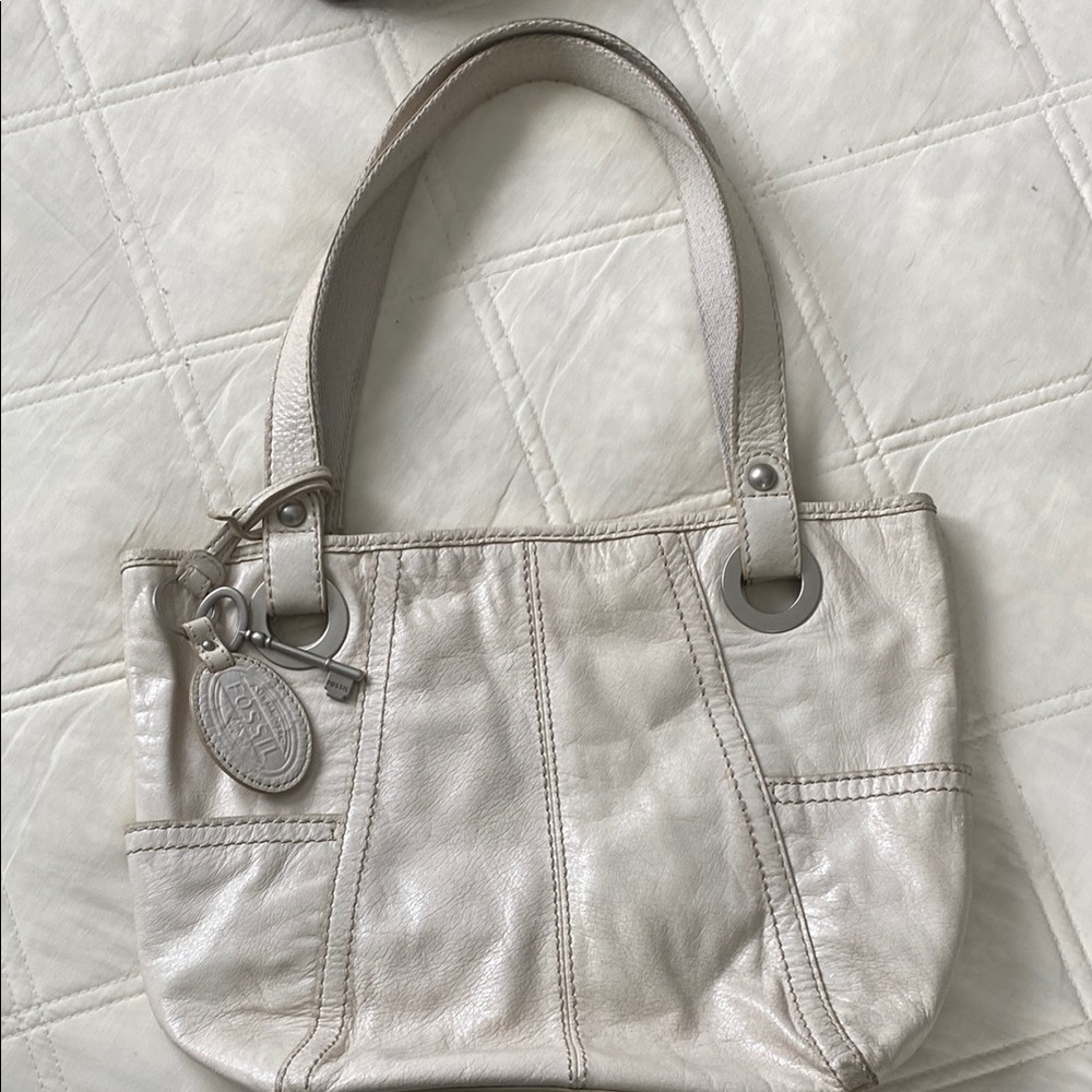 Cream Satchel with Soft Material and Slouchy Shape